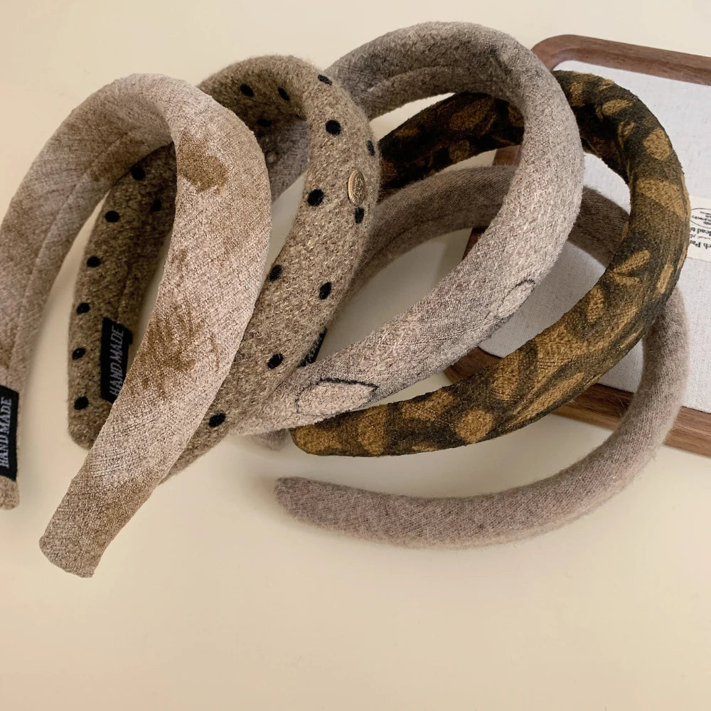 Vintage-Inspired Padded Headband Collection - 1.2 Inch Autumn Textures