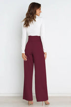 Belted wide leg crepe trousers - View 63 | TEVQA