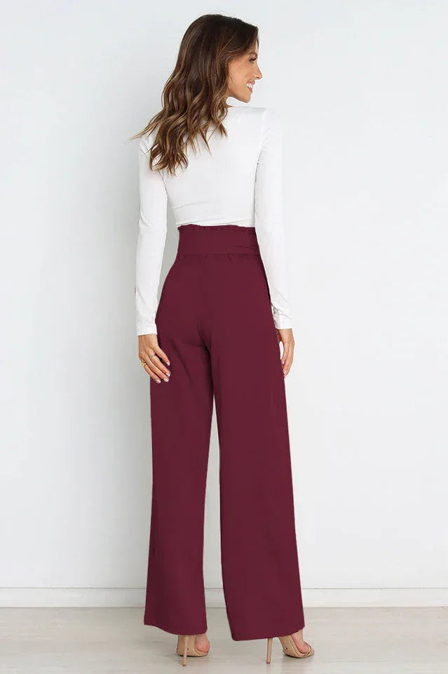 Belted wide leg crepe trousers - View 63 | TEVQA