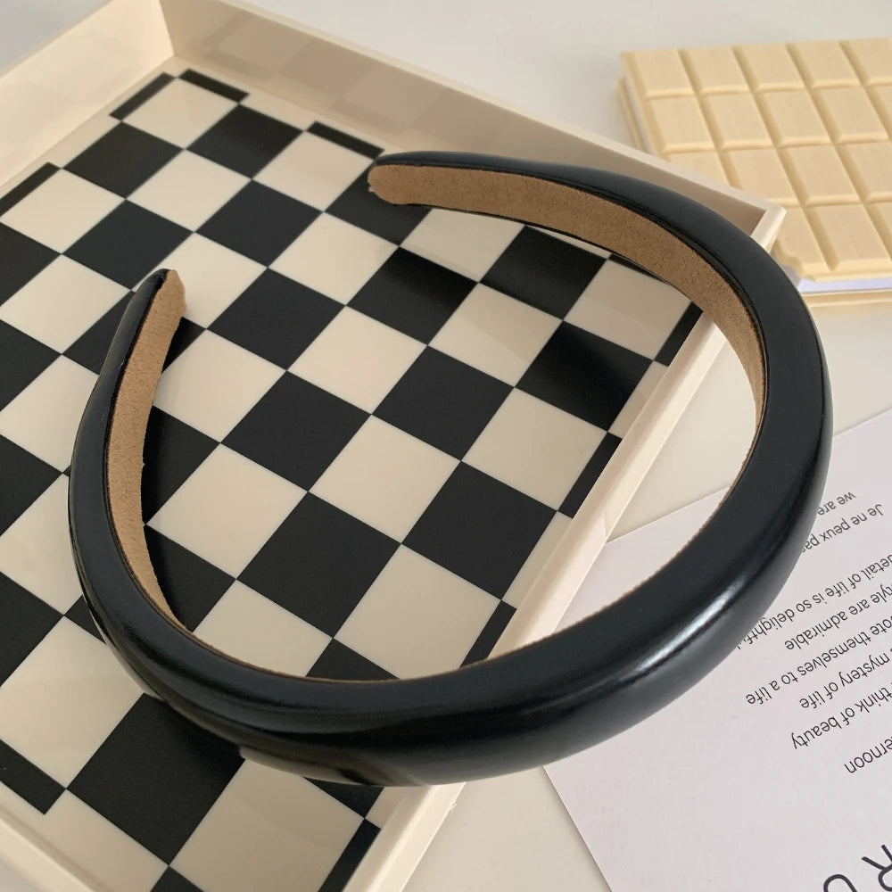 Classic Padded Faux Leather Headband - 0.8 Inch Wide