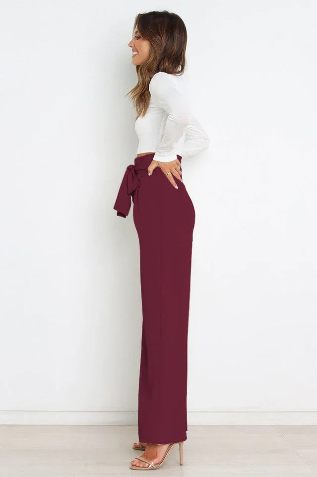 High Waist Belted Wide Leg Pants - View 27 | TEVQA