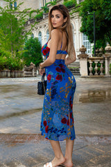 Julie Floral Velvet Burnout Backless Midi Dress | Dress In Beauty