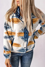 Western Aztec Print Fleece Jacket - TEVQA