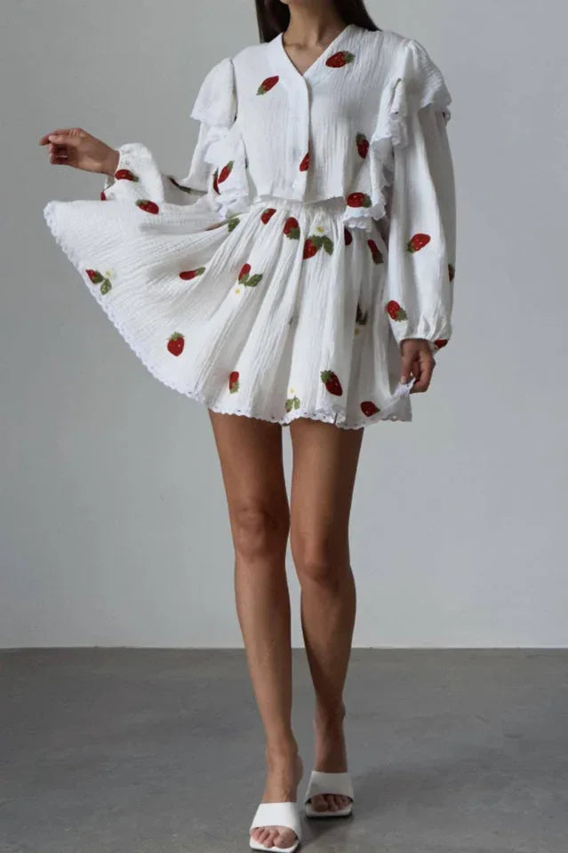 Strawberry Print Skirt Set Secondary image
