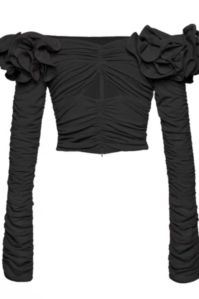 Floral Appliqu¨¦d Ruched Crop Top | Dress In Beauty