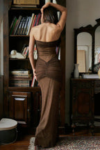 Strapless ruched sparkly maxi dress - View 12 | TEVQA