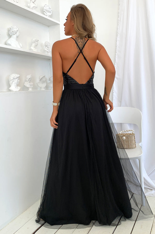 Sequined Backless Tulle Evening Prom | Dress In Beauty