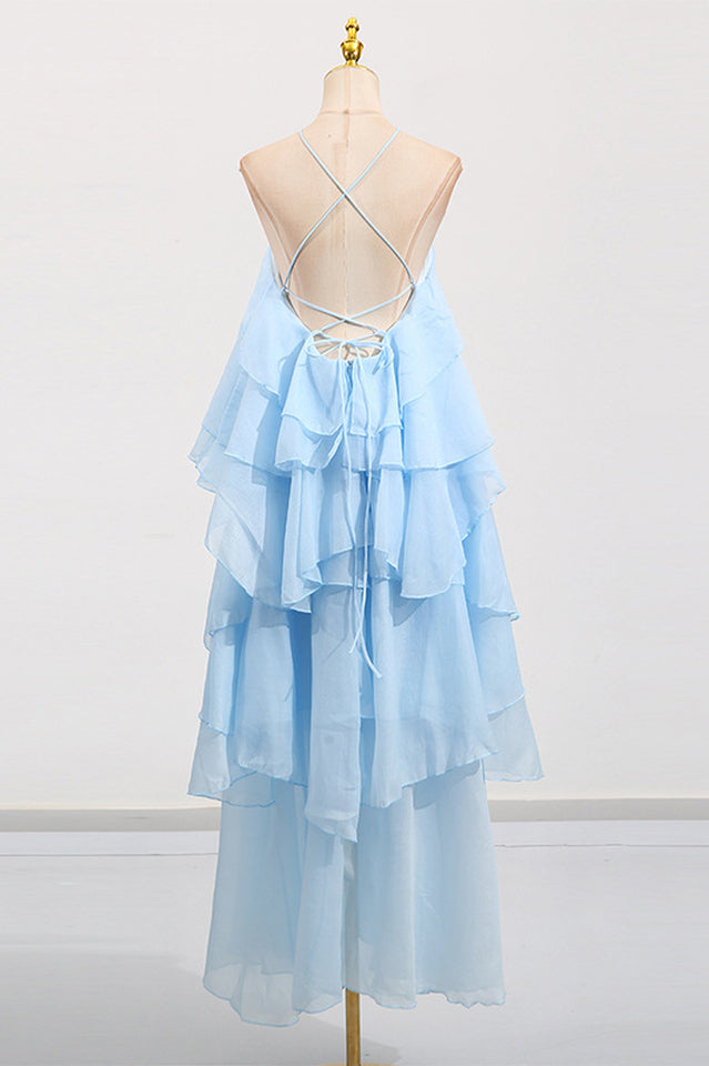 Sibley Halterneck Tiered Ruffle Maxi Dress | Dress In Beauty