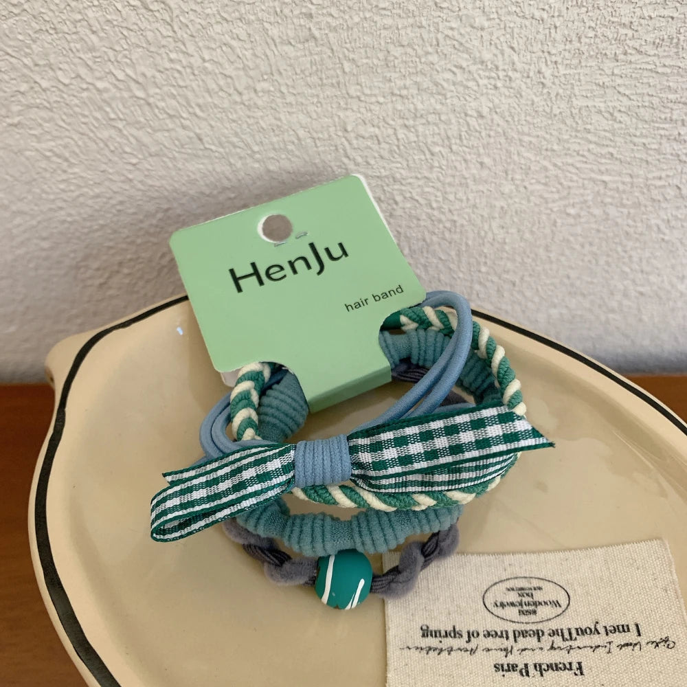 3-Pack Preppy Charm Hair Tie Set - Gentle Snag-Free Elastics