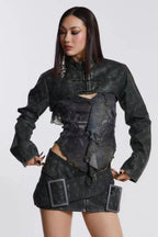 Faux Leather Wrap Mini Skirt - View 9 | TEVQA