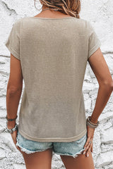 Button Detail Batwing Sleeve Casual Tee | Dress In Beauty