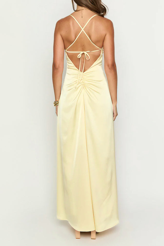 Blaise Yellow Satin Maxi Dress | Dress In Beauty