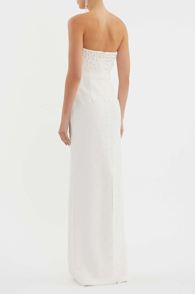 Pearl Embellished Strapless Gown | Dress In Beauty