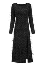 Embellished maxi dress with feather trim - View 8 | TEVQA