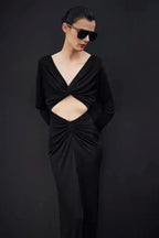Black cropped top and skirt set - View 6 | TEVQA