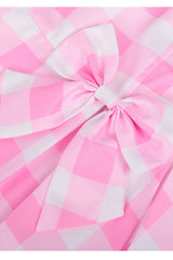 Barbie Movie Margot Pink Plaid Check Dress | Dress In Beauty