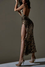 Cowl Neck Split Satin Dress - View 7 | TEVQA