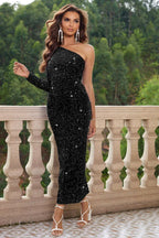 One Shoulder Sequin Maxi Dress - View 10 | TEVQA