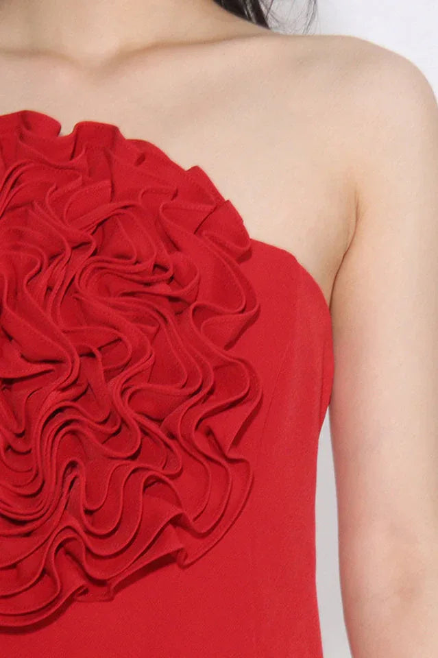 Floral Appliqué Crepe Mini Dress - View 7 | TEVQA