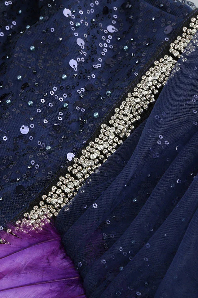 Strapless sequin mini dress with feather and tulle detail - View 8 | TEVQA