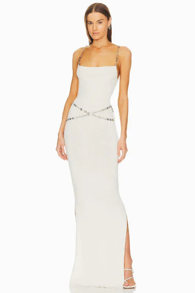 Katalina Knit Maxi Dress with Chain Strap - View 6 | TEVQA