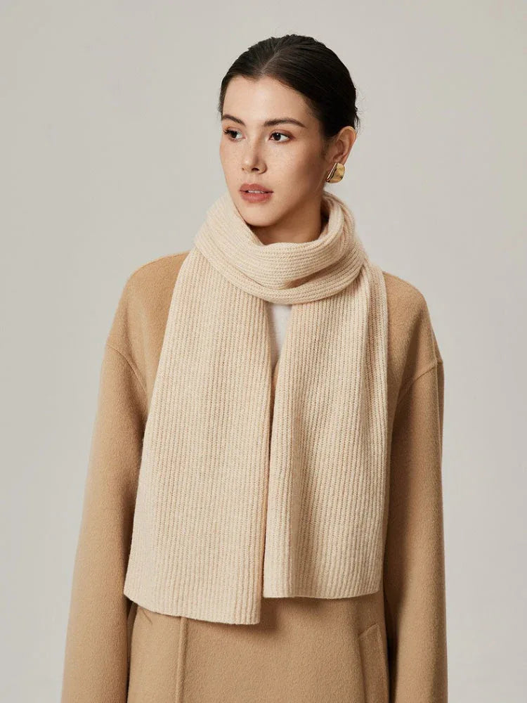 Cashmere Wool Blend Ribbed Scarf - View 6 | TEVQA