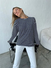 Classic Striped Long Sleeve T-Shirt - View 11 | TEVQA