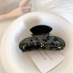 3D Floral Acetate Hair Claw Clip with Rhinestones (3.2 Inch)