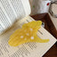 Golden Ginkgo Leaf Acetate Hair Claw Clip with Pearl Dewdrops - View 6 | TEVQA