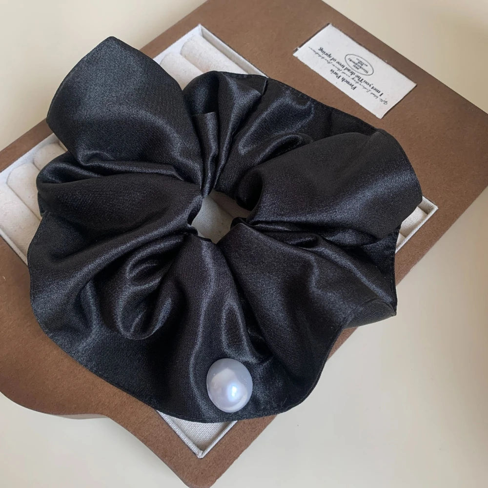 Elegant Pearl Satin Oversized Scrunchie (7.9 Inch)