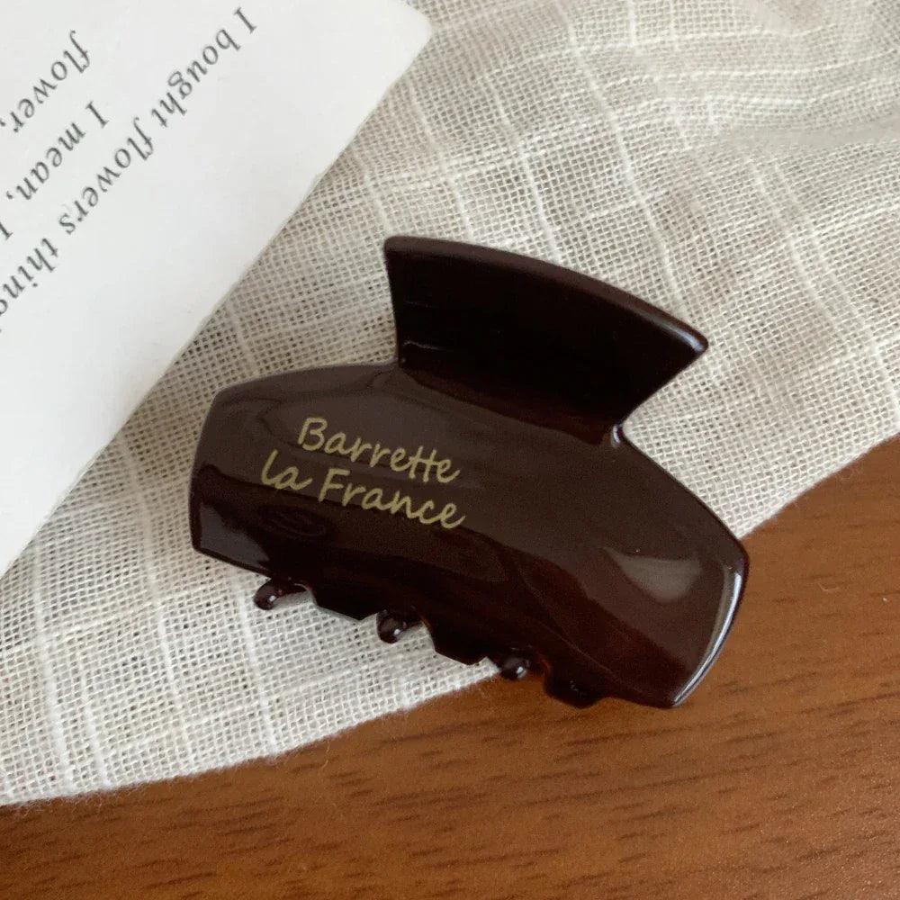 Milky Brown acetate hair claw clip with swirled pattern - View 8 | TEVQA