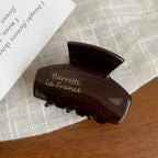 Milky Brown acetate hair claw clip with swirled pattern - View 8 | TEVQA