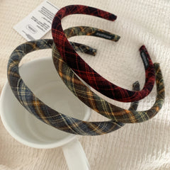 Classic Plaid Slim Padded Headband - 0.6 Inch Lightweight Academia Style