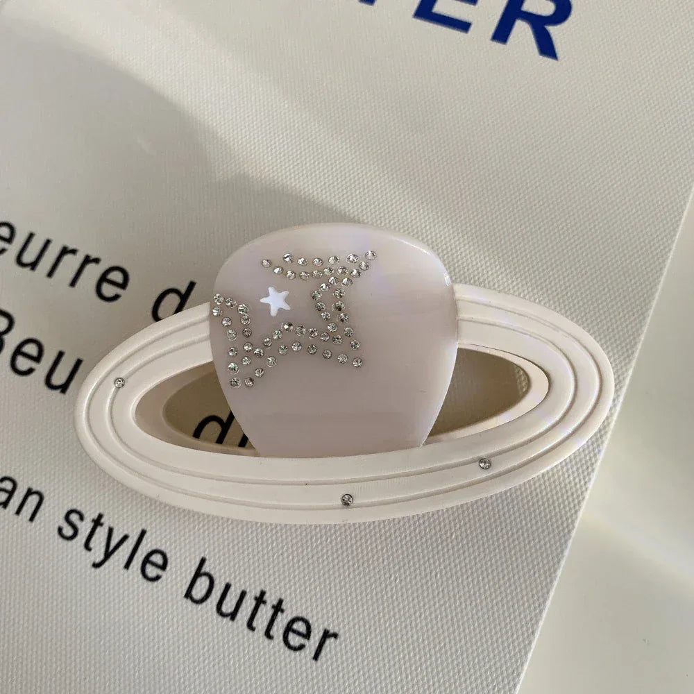 Rhinestone Star Planet Acetate Hair Claw Clip - View 8 | TEVQA