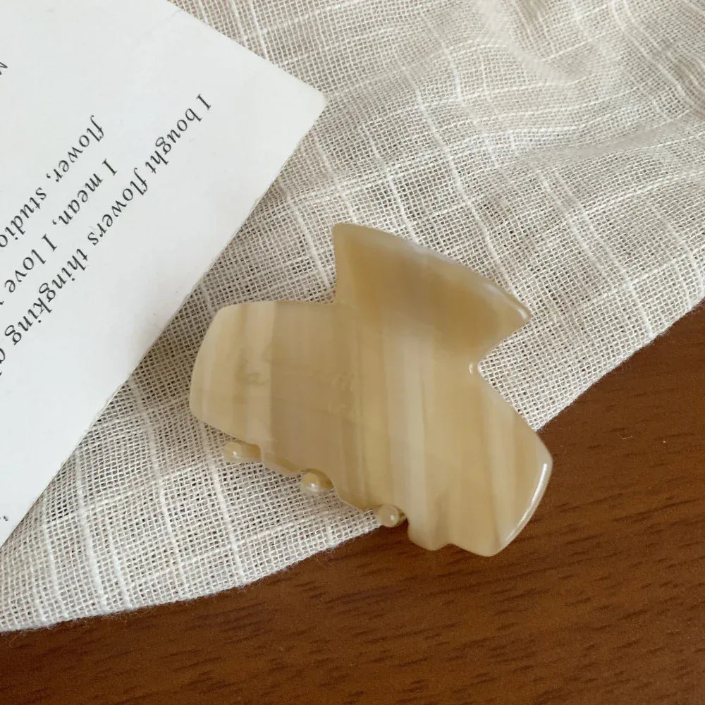 Milky Brown acetate hair claw clip with swirled pattern - View 6 | TEVQA