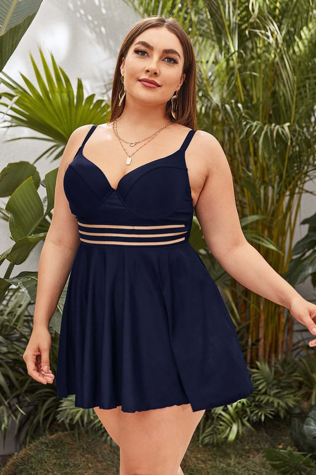 Plus Mesh Insert Ruffle Bikini Swimsuit | Dress In Beauty