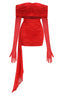 Off Shoulder Ruched Mini Dress - View 8 | TEVQA