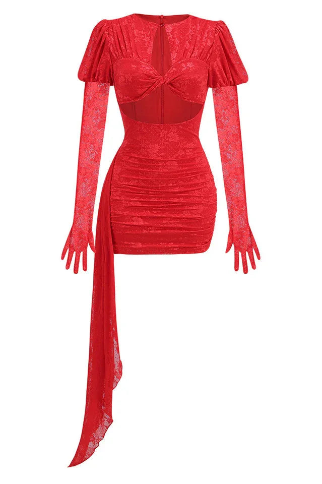 Cutout Puff Sleeve Mini Dress - View 8 | TEVQA
