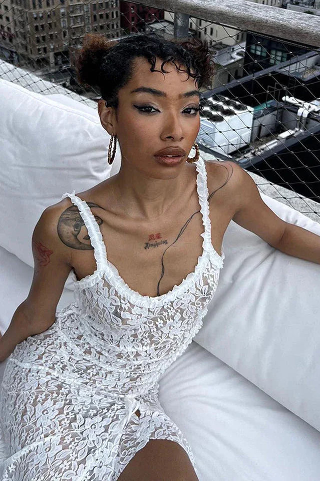 White Lace Maxi Dress - View 14 | TEVQA