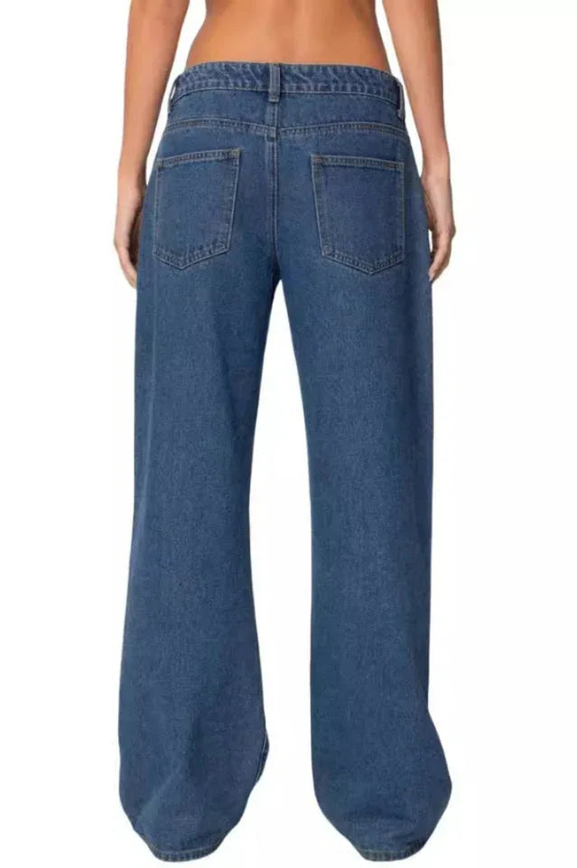 Striped wide leg denim jeans - View 10 | TEVQA
