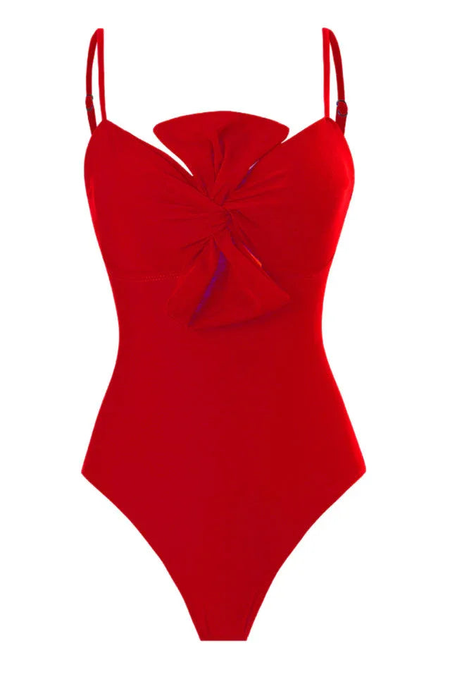 3D Bow Tie Swimsuit & Skirt Set - TEVQA