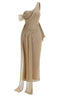 Gold Draped Metallic Maxi Dress - TEVQA