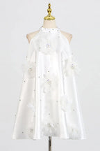 Princess mini dress with floral appliqués - View 9 | TEVQA