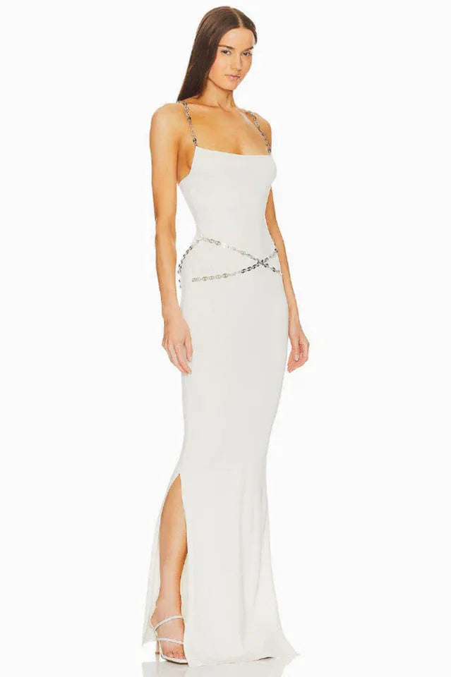 Katalina Knit Maxi Dress with Chain Strap - View 7 | TEVQA