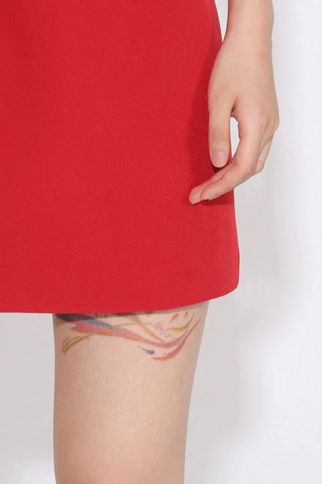 Floral Appliqué Crepe Mini Dress - View 8 | TEVQA
