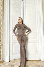 Strappy Long Sleeve Maxi Dress - TEVQA