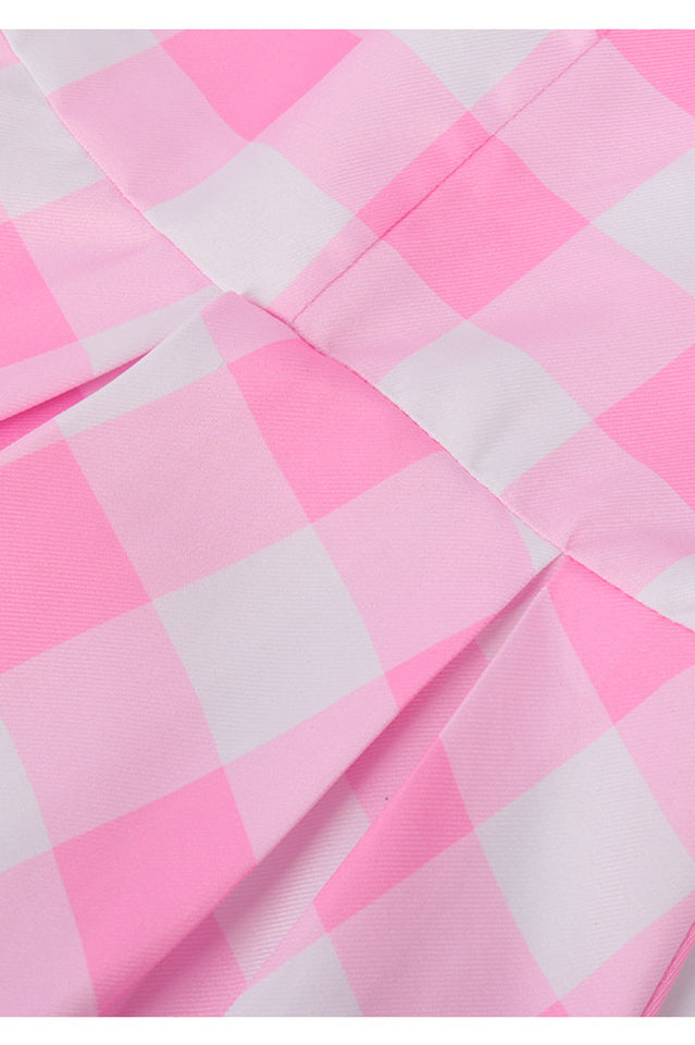 Barbie Movie Margot Pink Plaid Check Dress | Dress In Beauty