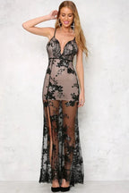 Sequin Maxi Dress with High Slit - View 9 | TEVQA
