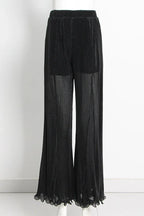 Ruffled Chiffon Top and Wide-Leg Pants Set - View 9 | TEVQA