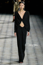 Black cropped top and skirt set - View 7 | TEVQA
